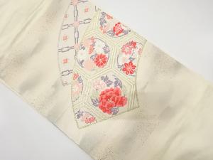 地紙に亀甲・花丸模様織り出し名古屋帯